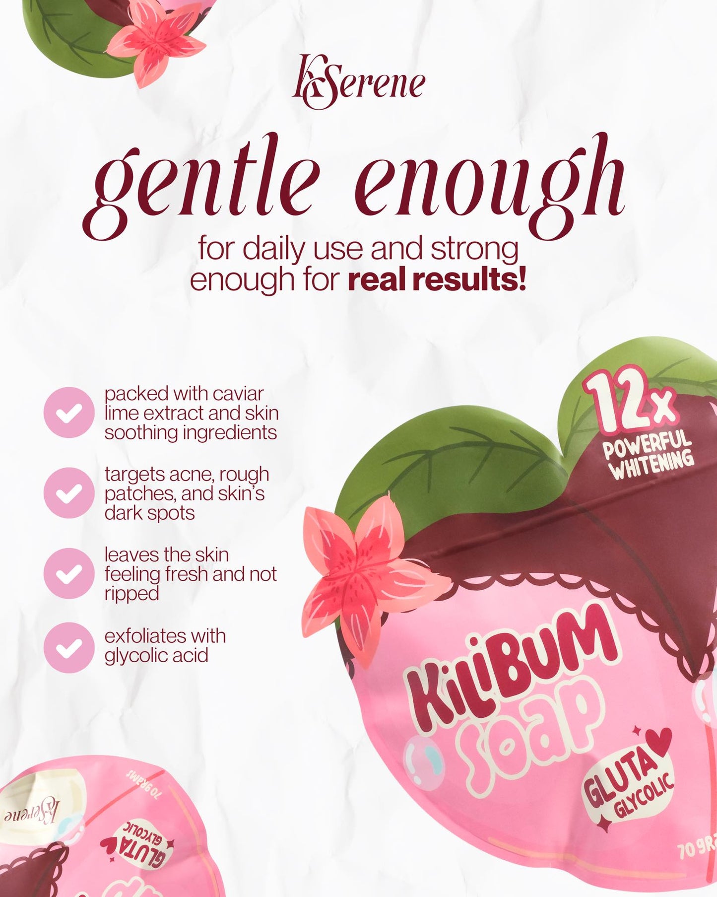 KSerene Kilibum Soap with Glutathione and Glycolic Acid