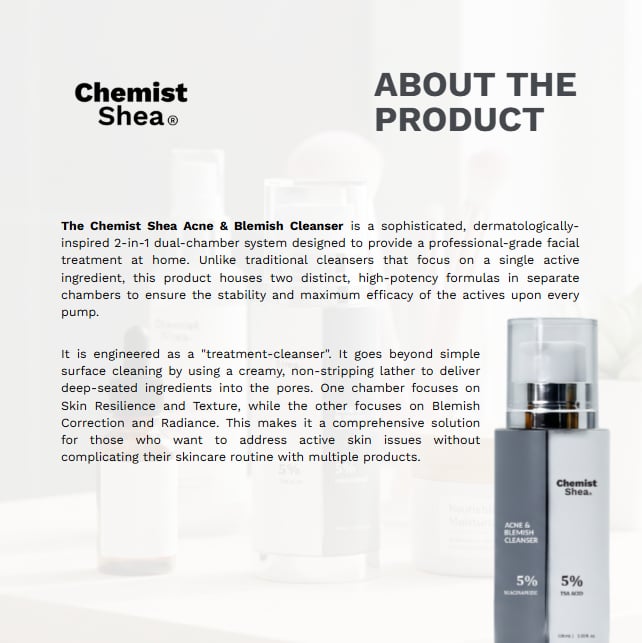 Mixtrue Beauty Chemist Shea Acne & Blemish Cleanser | with Niacinamide, Salicylic Acid, Tranexamic Acid & Azelaic Acid