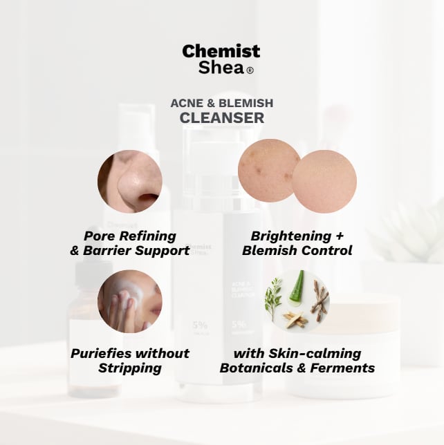 Mixtrue Beauty Chemist Shea Acne & Blemish Cleanser | with Niacinamide, Salicylic Acid, Tranexamic Acid & Azelaic Acid