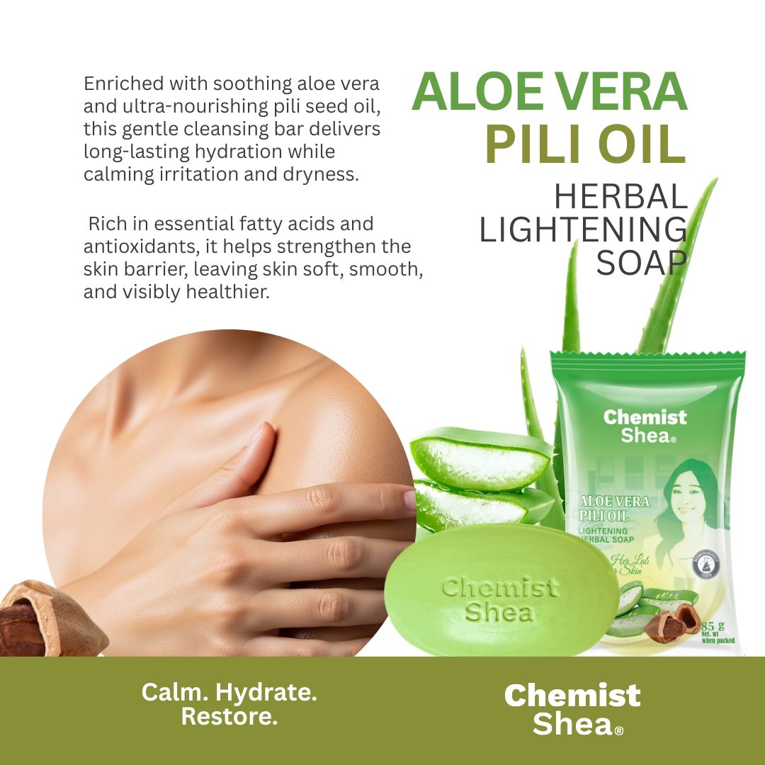 Chemist Shea Herbal Soaps | Sulfur Charcoal, Aloe Vera Pili Oil, Mango Turmeric & Kojic Papaya Lightening Bar