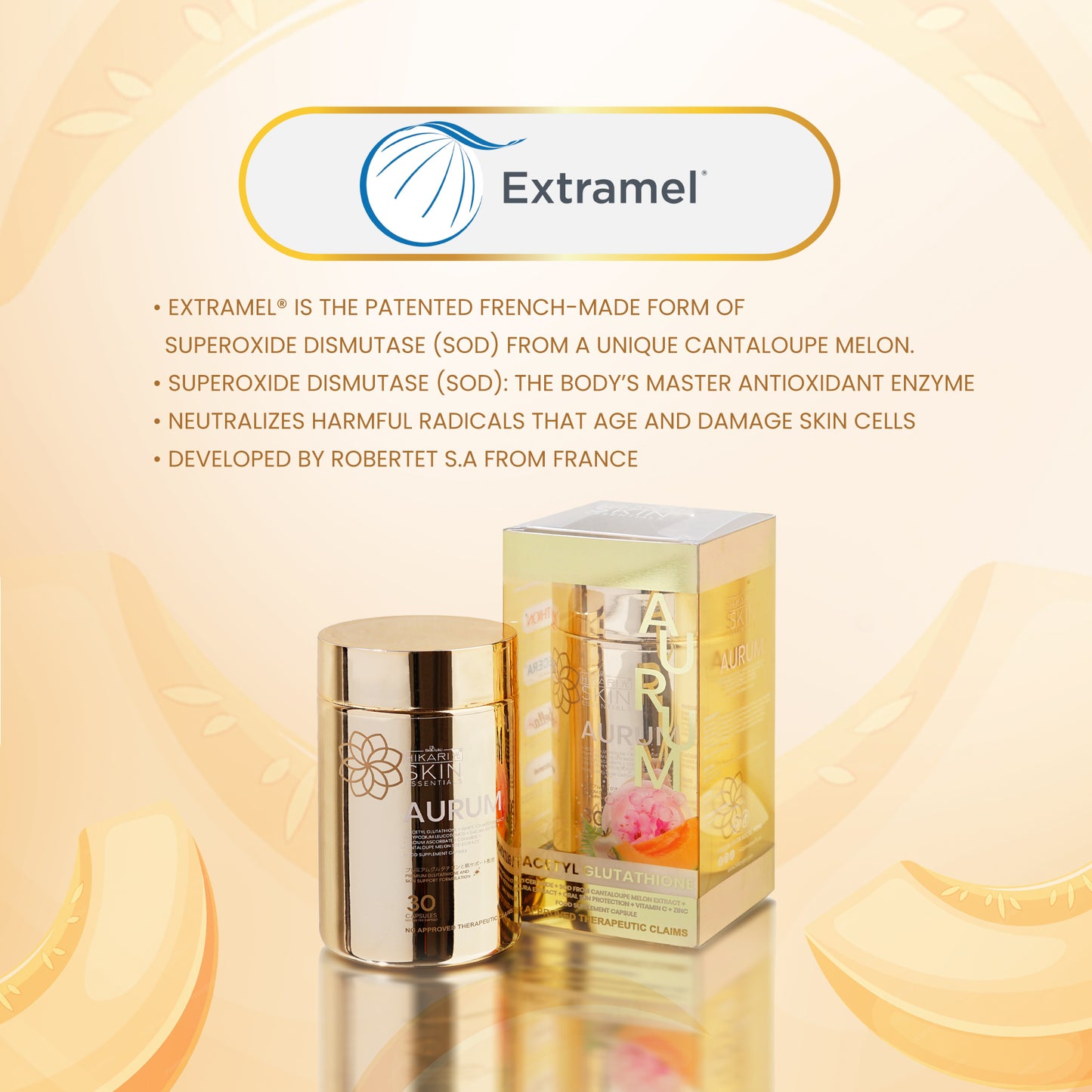 Hikari Aurum | S-Acethyl Glutathione with Botanical UV Protection | Vitamin C and Zinc