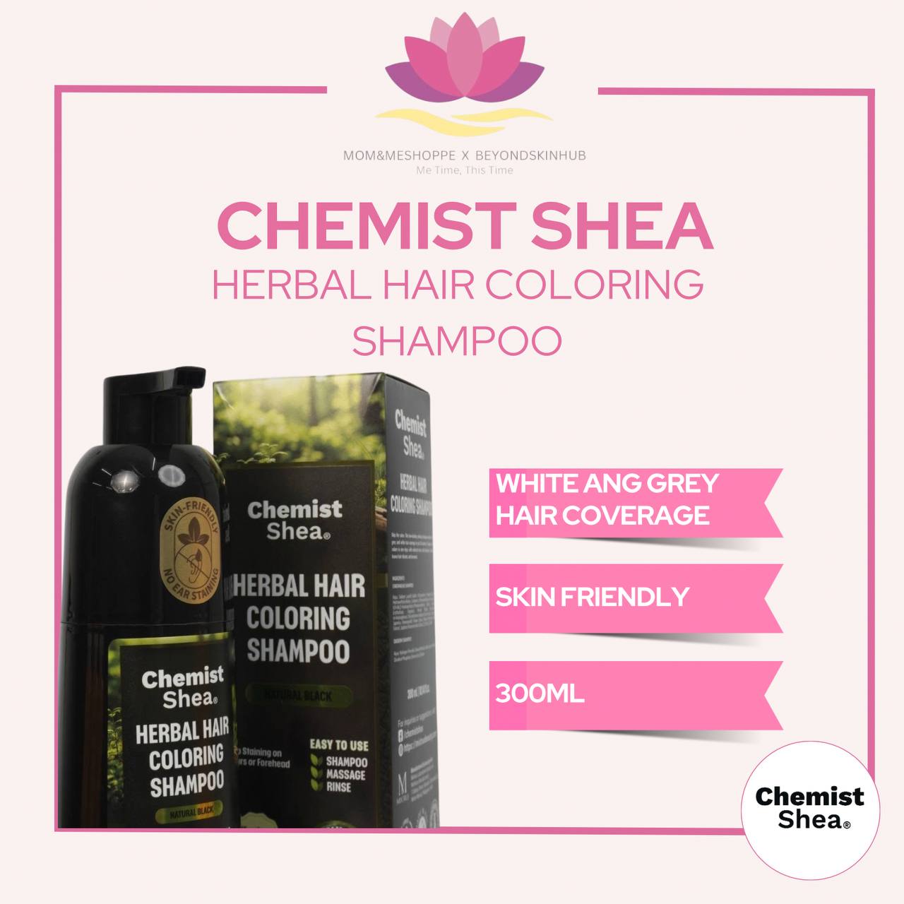 Chemist Shea Herbal Hair Coloring Shampoo- Natural Black
