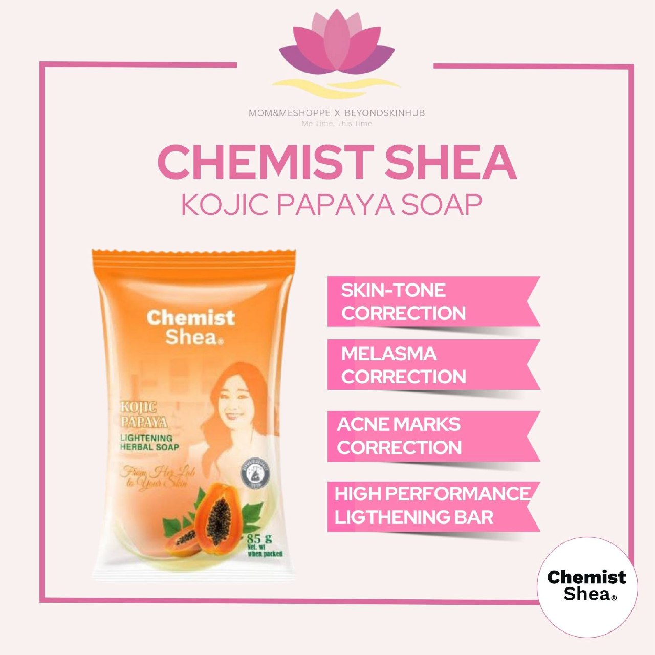 Chemist Shea Kojic Papaya Lightening Herbal Soap | Brightening, for acne marks, dark pigmentation, melasma