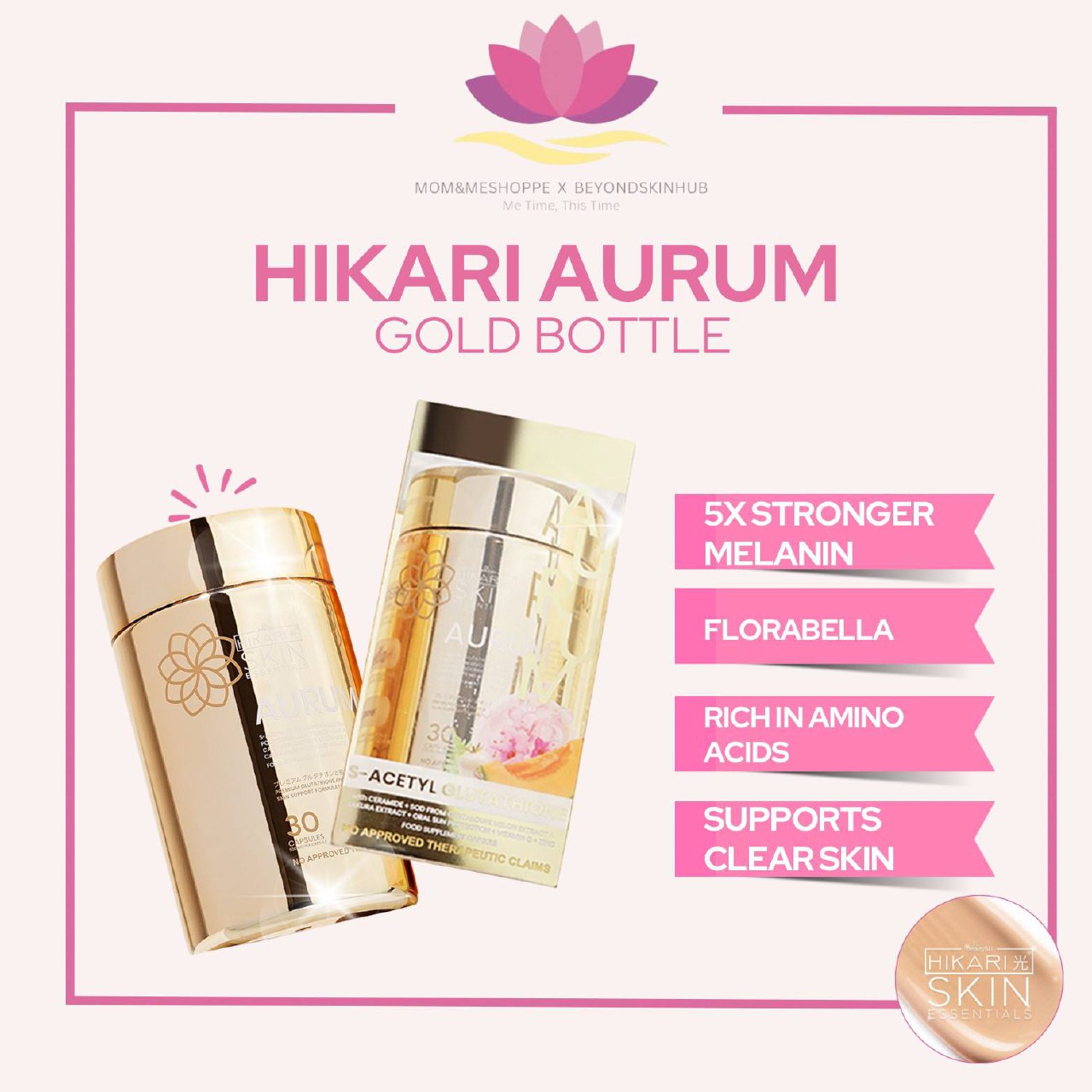 Hikari Aurum | S-Acethyl Glutathione with Botanical UV Protection | Vitamin C and Zinc