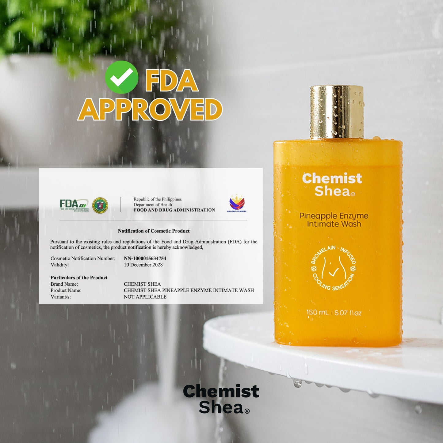 Chemist Shea Pineapple Enzyme Intimate Wash| Feminine Wash PH Balanced, cooling, reduces bacteria & brighten intimate areas