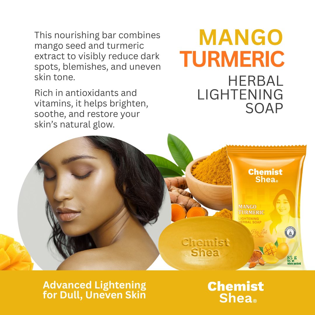 Chemist Shea Herbal Soaps | Sulfur Charcoal, Aloe Vera Pili Oil, Mango Turmeric & Kojic Papaya Lightening Bar