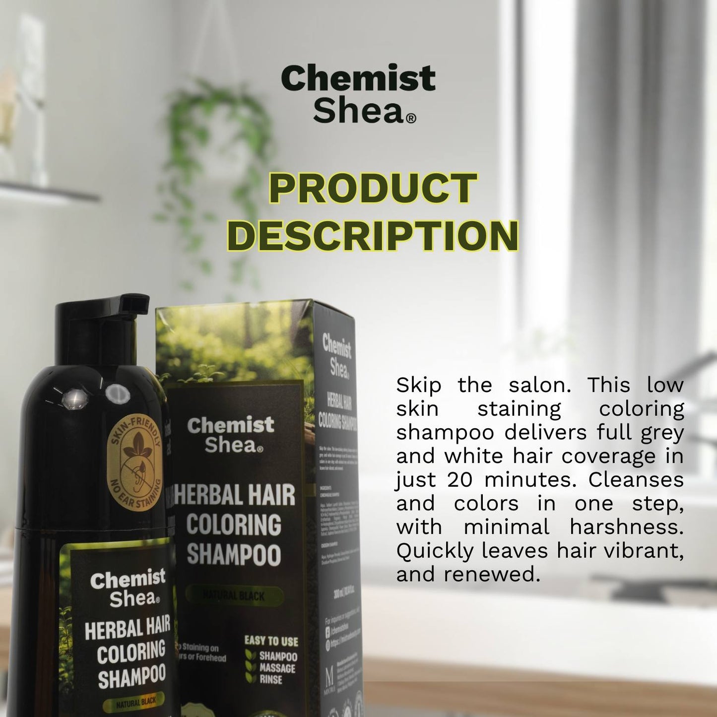 Chemist Shea Herbal Hair Coloring Shampoo- Natural Black