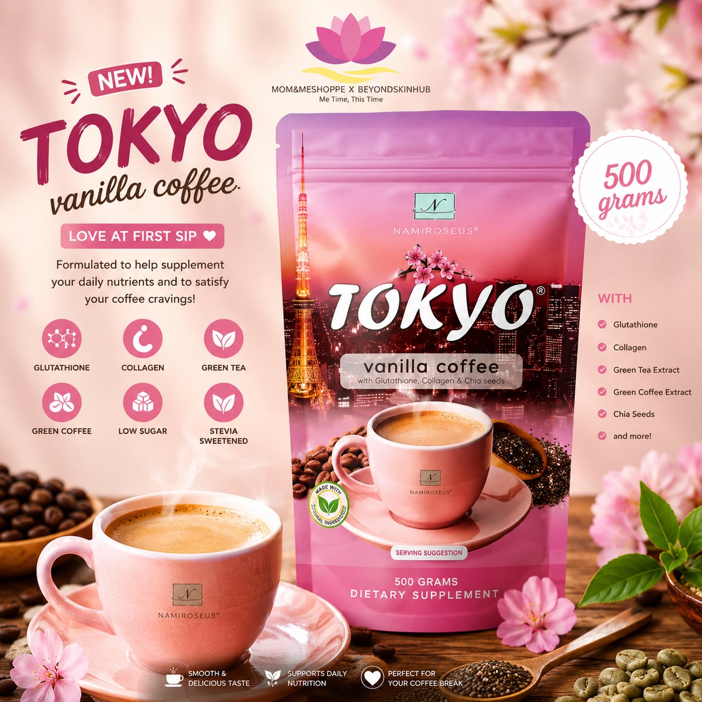Namiroseus Tokyo Vanilla Coffee 500g | Slimming Coffee with Glutathione