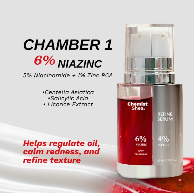 Mixtrue Beauty Chemist Shea Refine Serum | Dual Chamber. Niacinamide, Zinc, Peptide.
